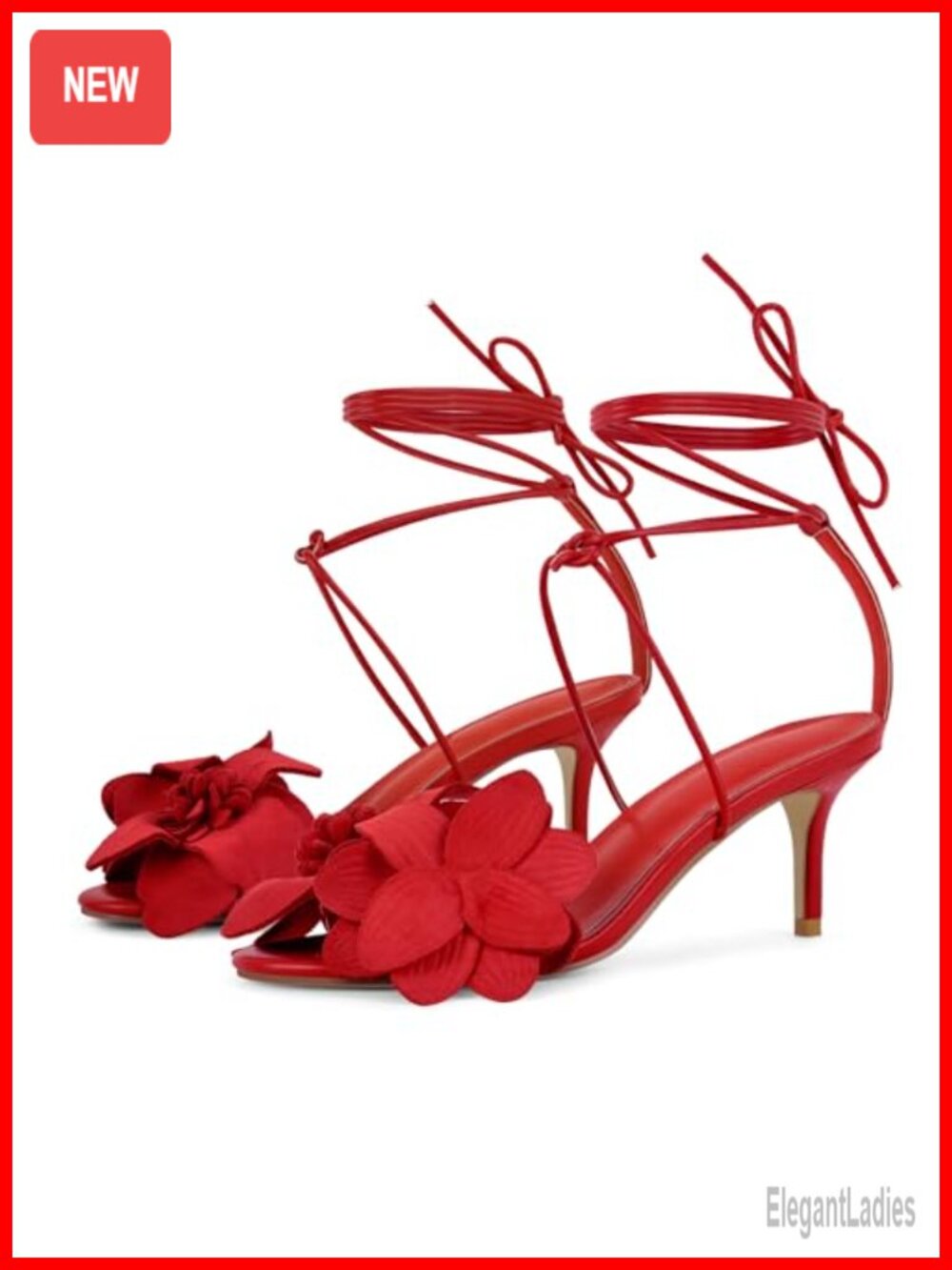 Floral Faux Leather Stilettos Heels Ankle Strappy Sandals
